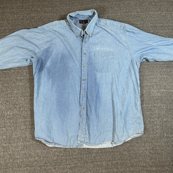 Other - Mustang Shirt Adult 2XL Blue Denim Joe Blow Classic Car Ford Long Sleeve Shacket